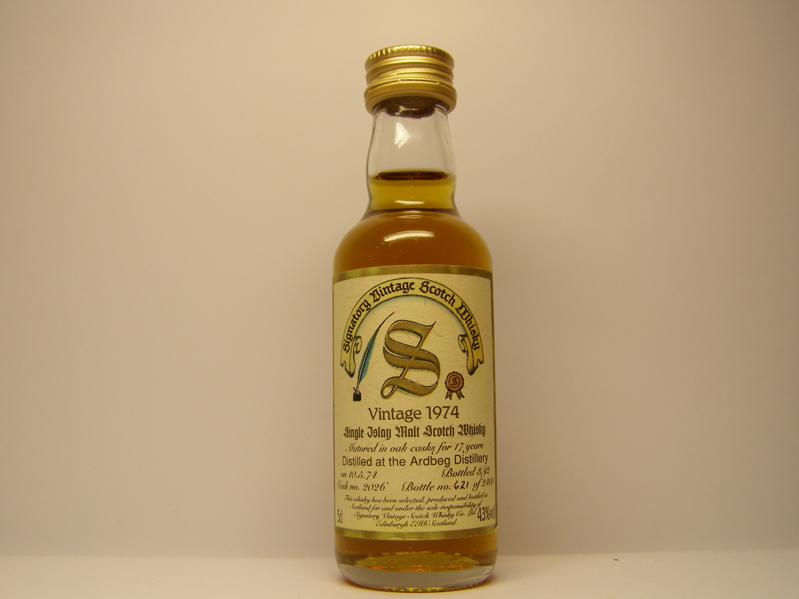 SIMSW 17yo 1974-1992 "Signatory" 5cl 43%vol