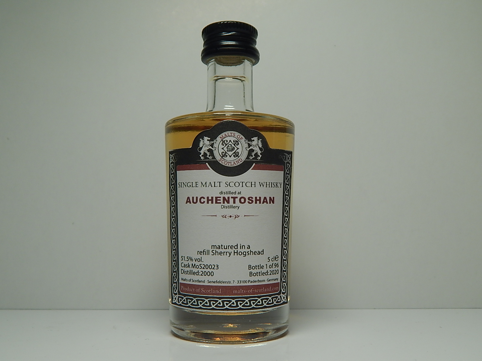 Sherry Hogshead SMSW 20yo 2000-2020 "Malts of Scotland" 5cle 51,5%vol. 1/96