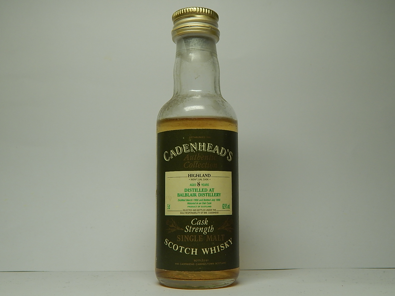 HSMSW 8yo 1990-1998 "Cadenhead´s" 5cl 62,9%vol.