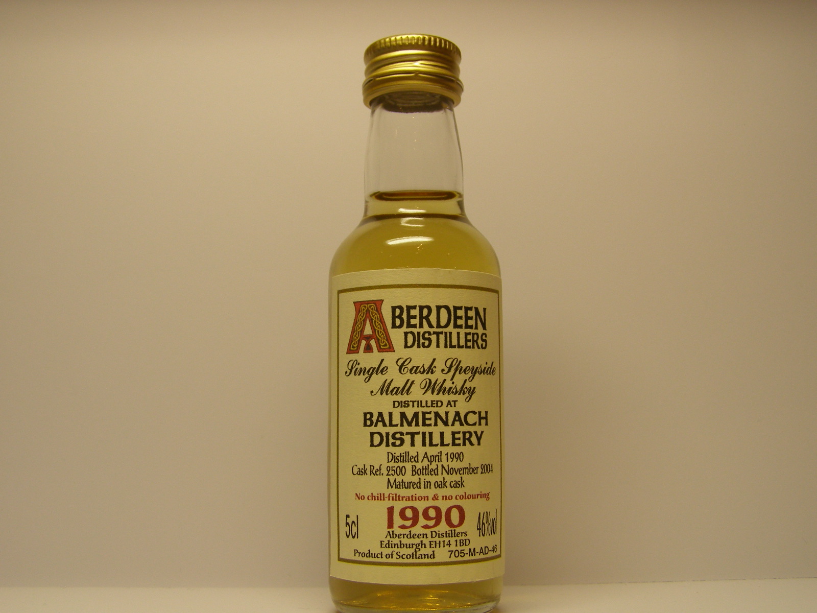 ABERDEEN DISTILLERS SCSMW 1990-2004 "Blackadeer" 5cl 46%vol