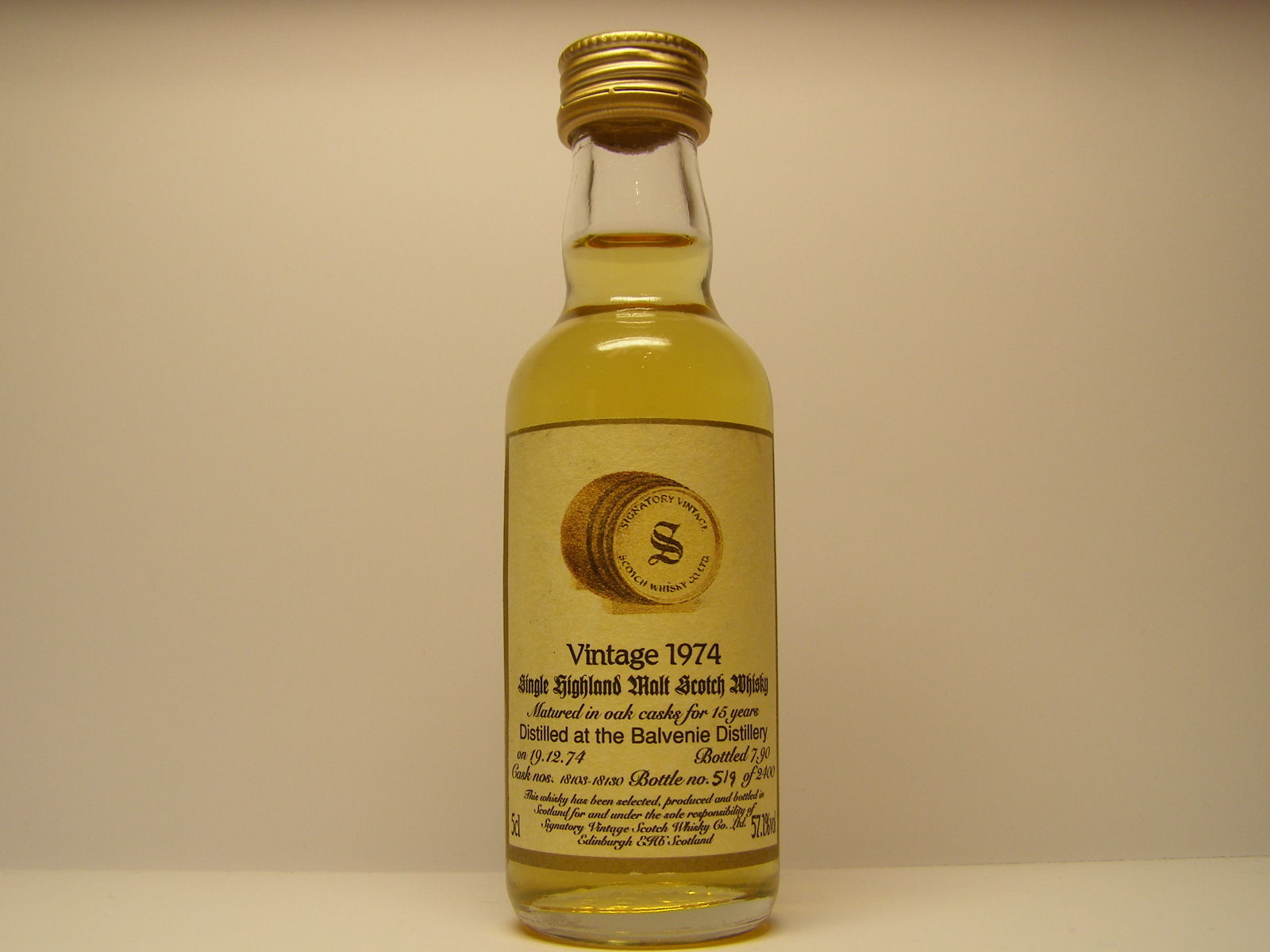 SHMSW 15yo 1974-1990 "Signatory" 5cl 57,1%vol