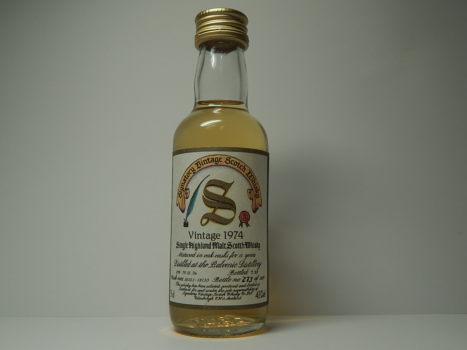 SHMSW 15yo 1974-1990 "Signatory" 5cl 43%vol