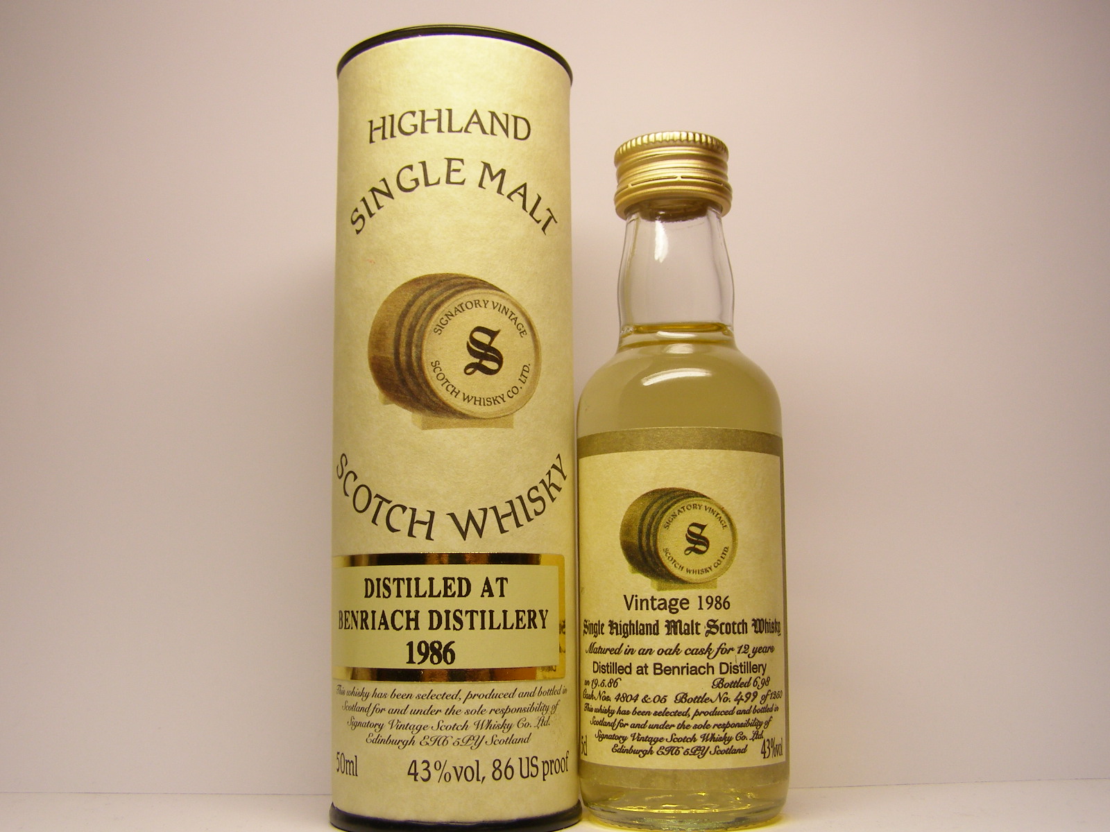 SHMSW 12yo 1986-1998 "Signatory" 5cl 43%vol