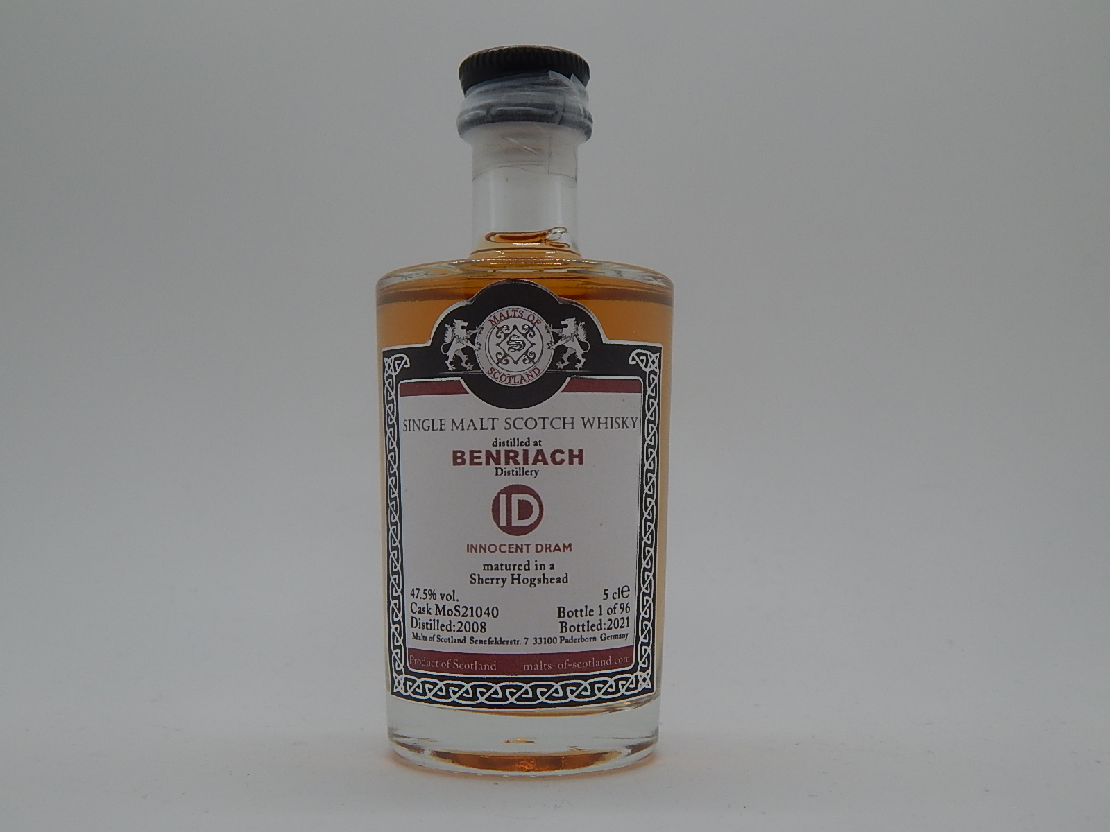 Innocent Dram SMSW Sherry Hogshead 13yo 2008-2021 "Malts of Scotland" 5cle 47,5%vol. 1/96