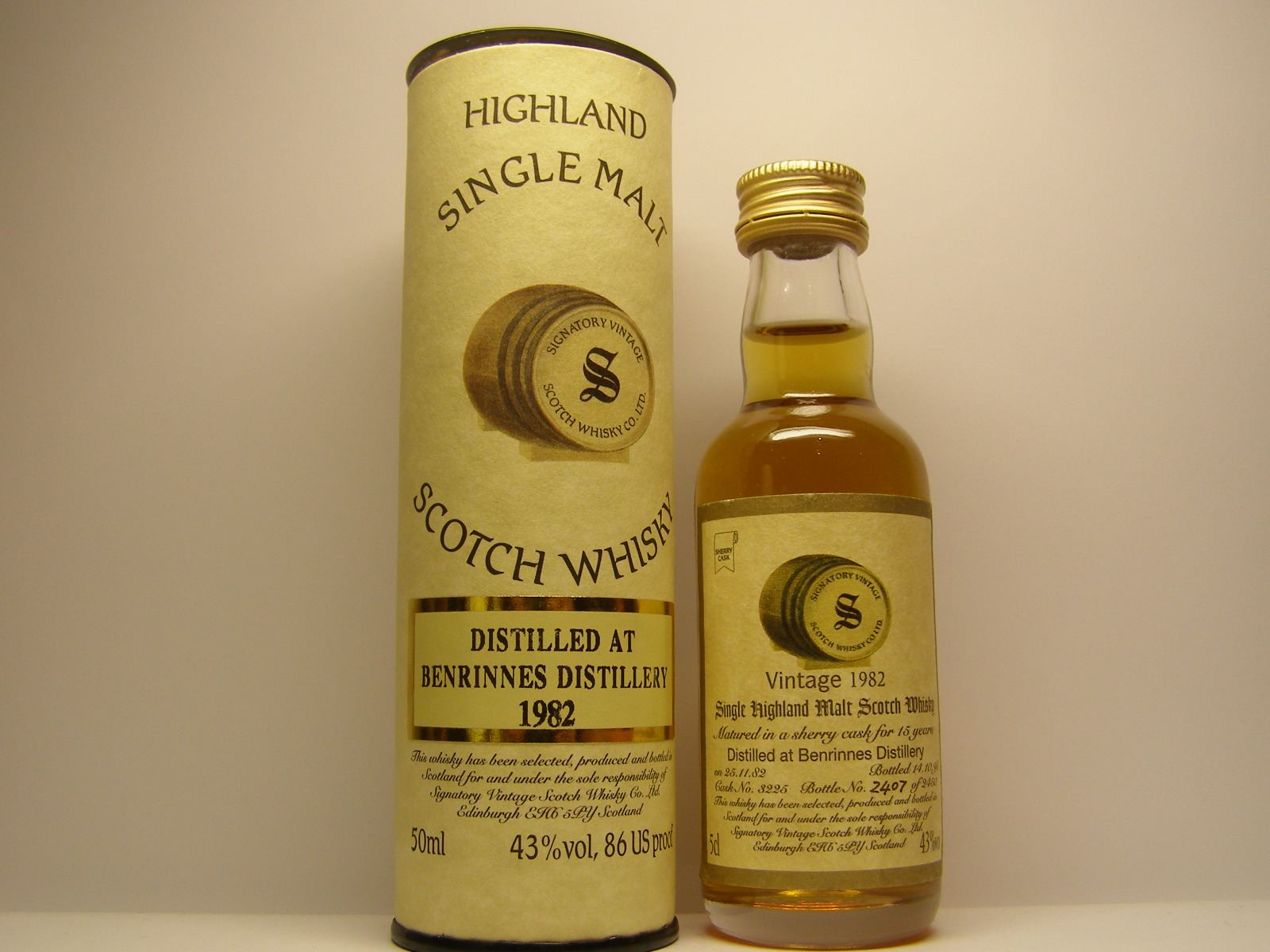 SHMSW 15yo 1982-1998 "Signatory" 5cl 43%vol