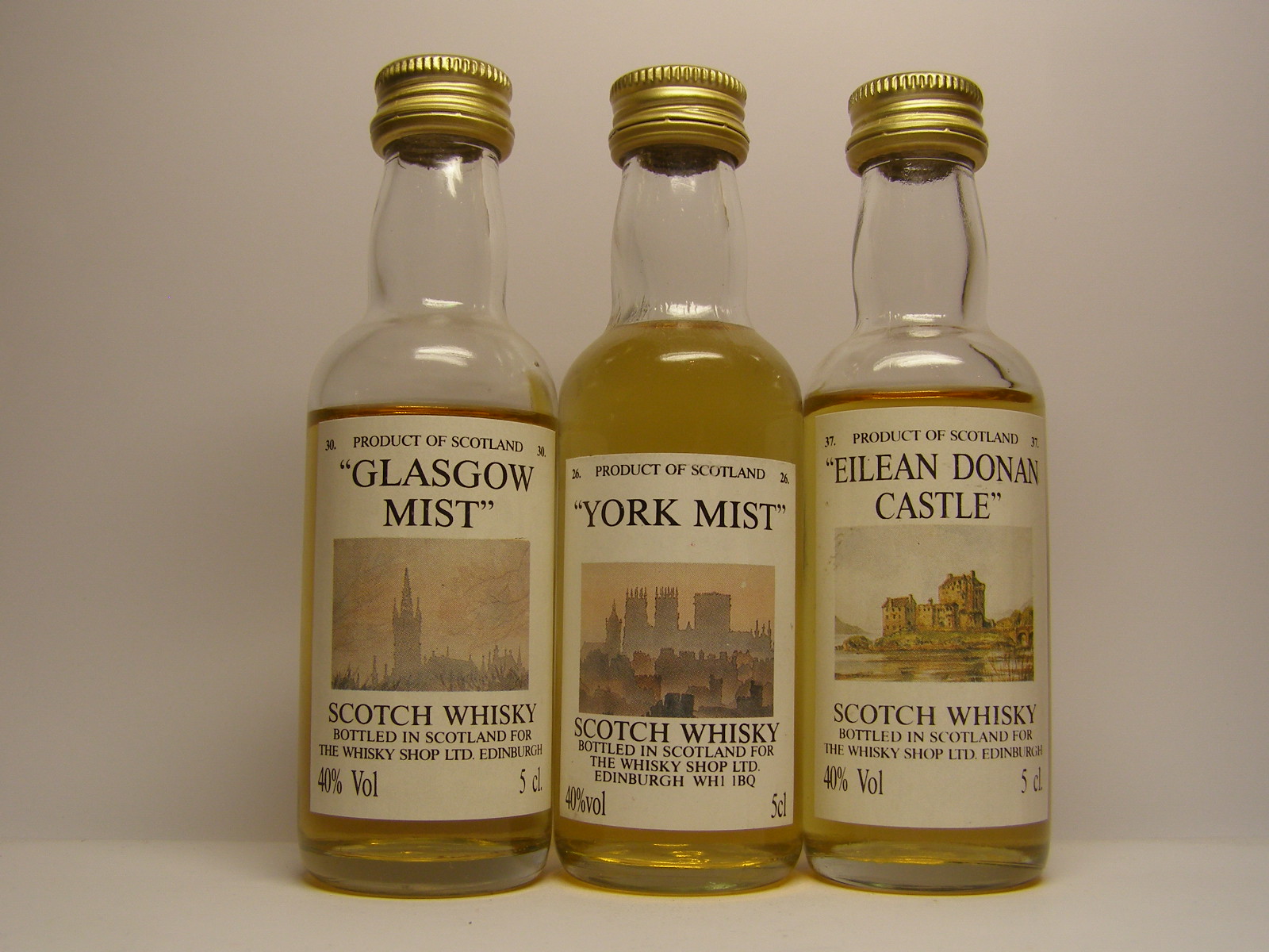 30.GLASGOW MIST , 26.YORK MIST , 37.EILEAN DONAN CASTLE