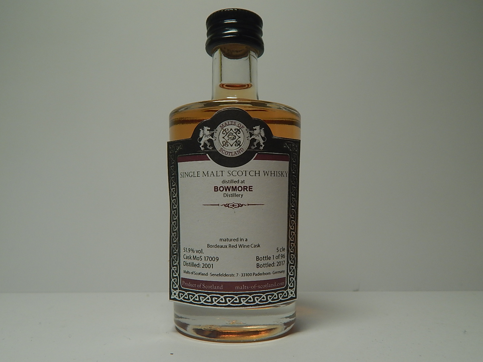 SMSW Bordeaux Red Wine Cask  16yo 2001-2017 "Malts of Scotland" 5cle 51,9%vol. 