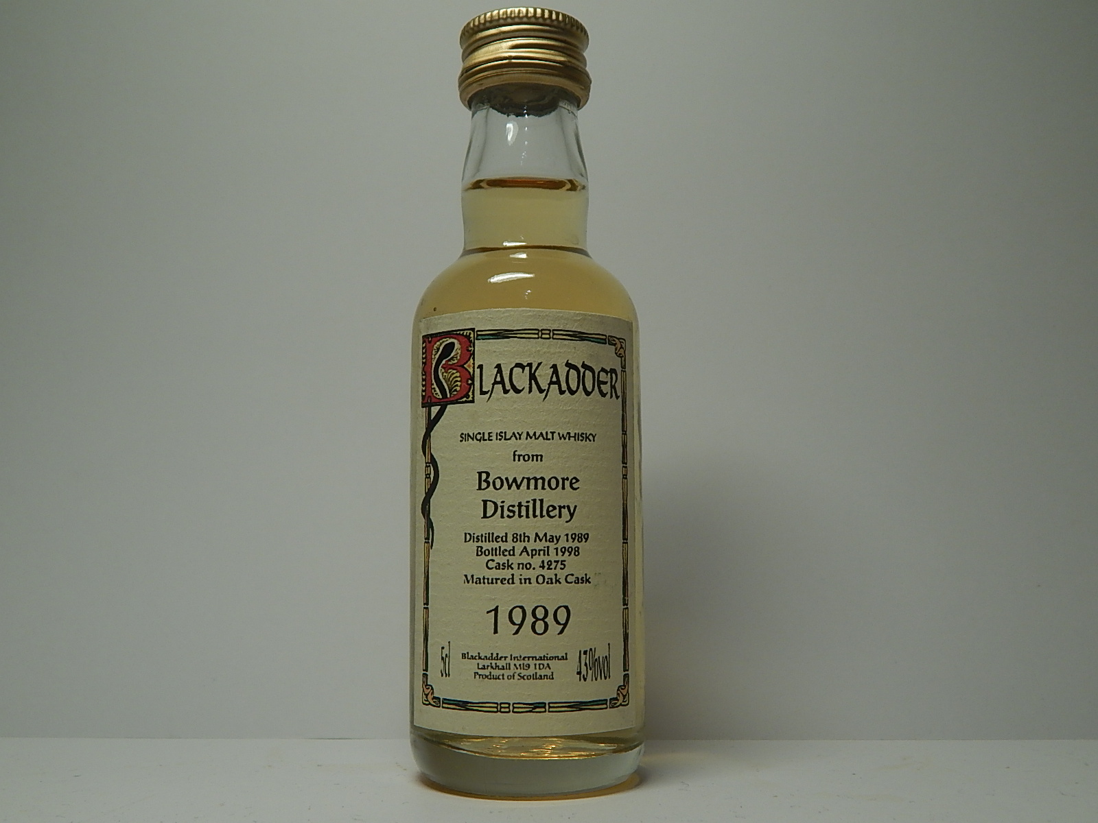 Oak Cask SIMW 9yo 1989-1998 " Blackadder " 5cl 43%vol