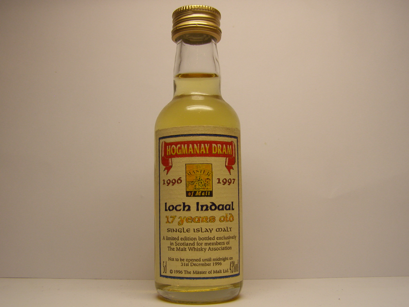 LOCH INDAAL Hogmanay Dram SIM 17yo "Master of Malt" 5cl 43%vol