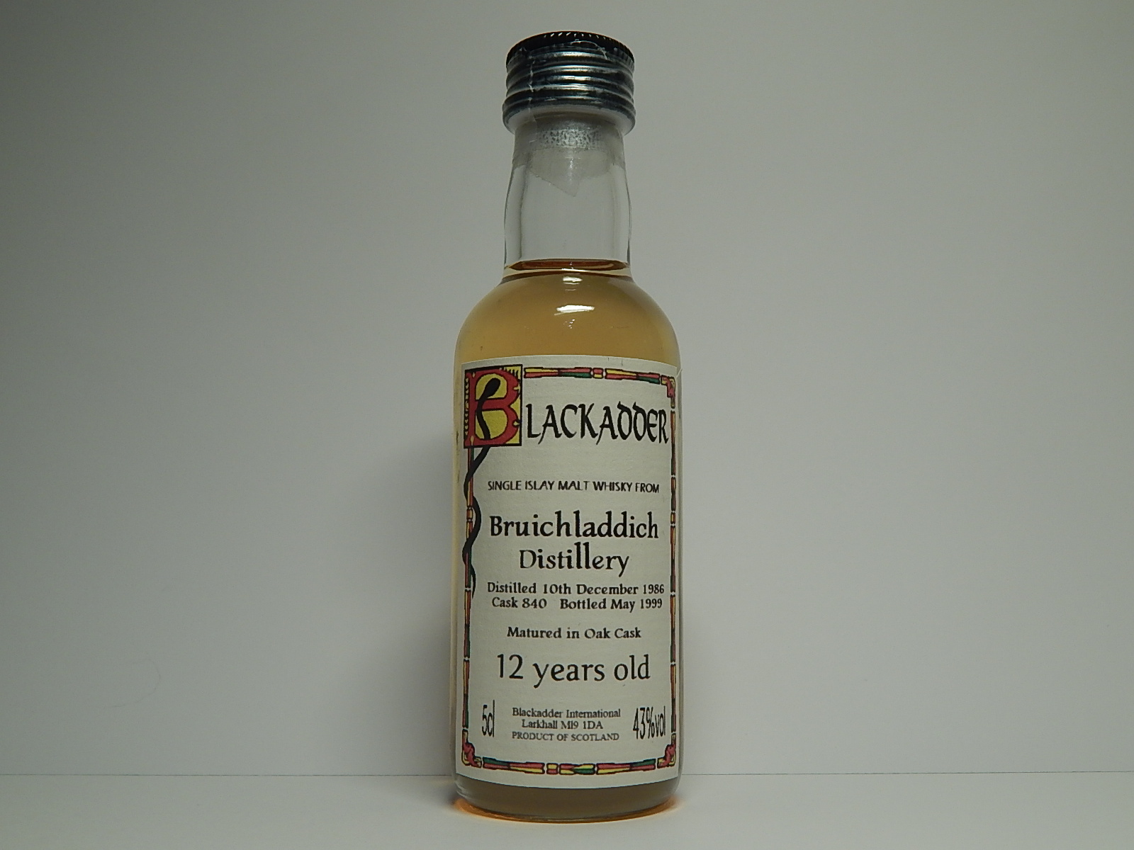 SIMSW 12yo 1986-1999 "Blackadder" 5cl 43%vol