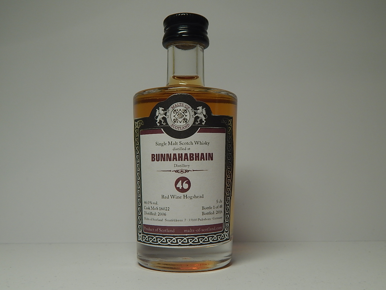 SMSW Red Wine Hogshead 10yo 2006-2016 "Malts of Scotland" 5cle 46,0%vol.