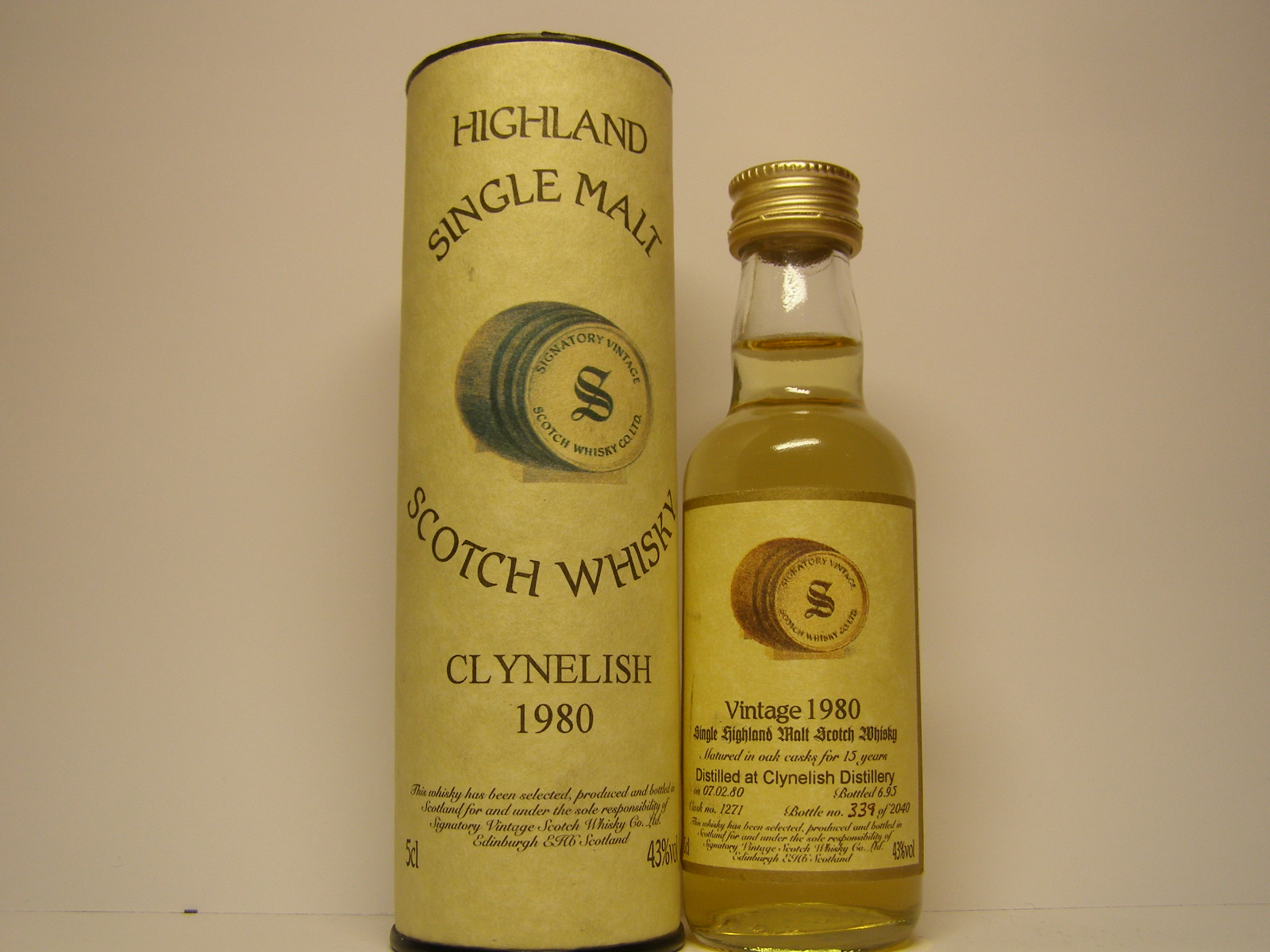 SHMSW 15yo 1980-1995 "Signatory" 5cl 43%vol