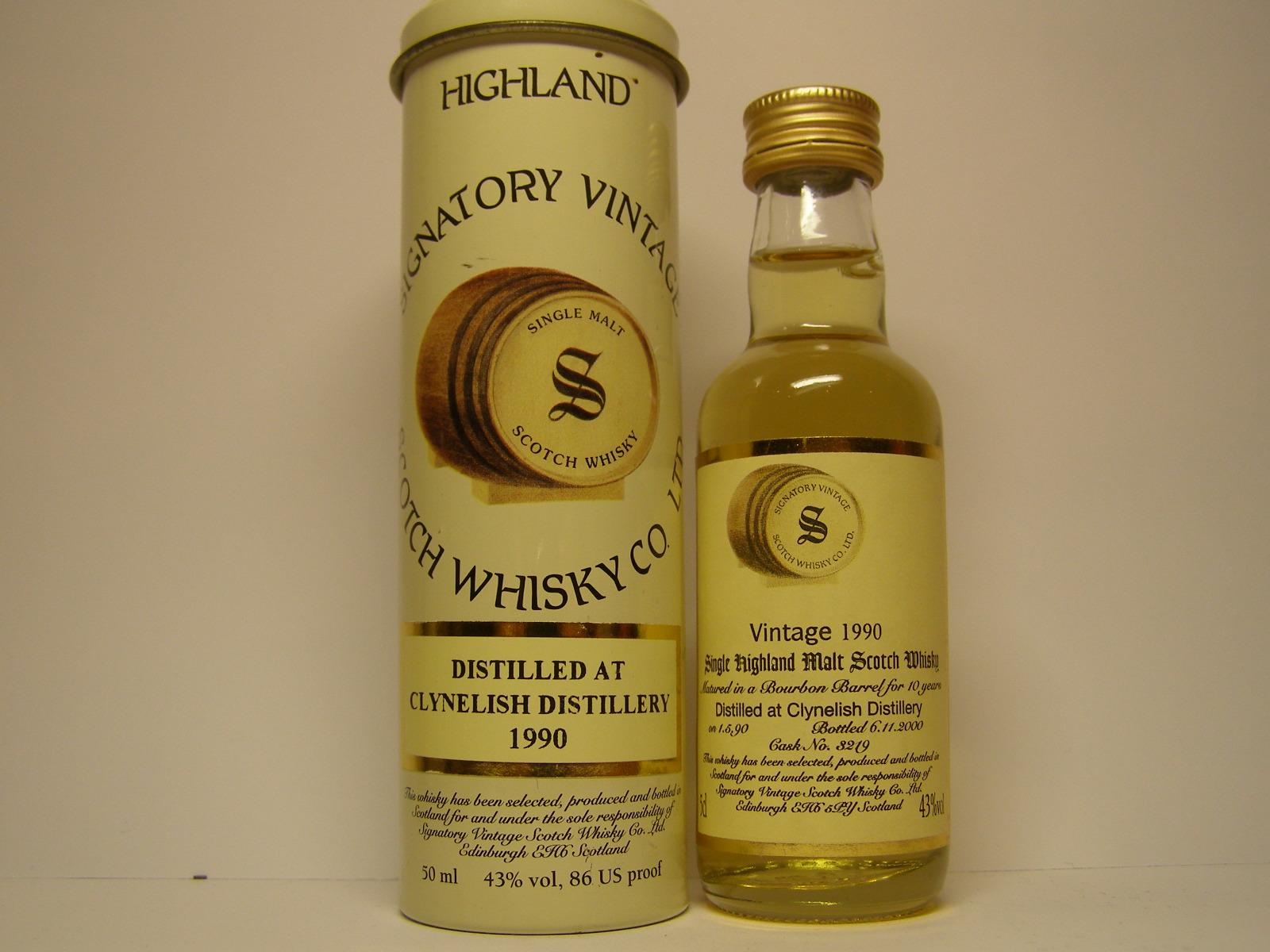 SHMSW 10yo 1990-2000 "Signatory" 5cl 43%vol