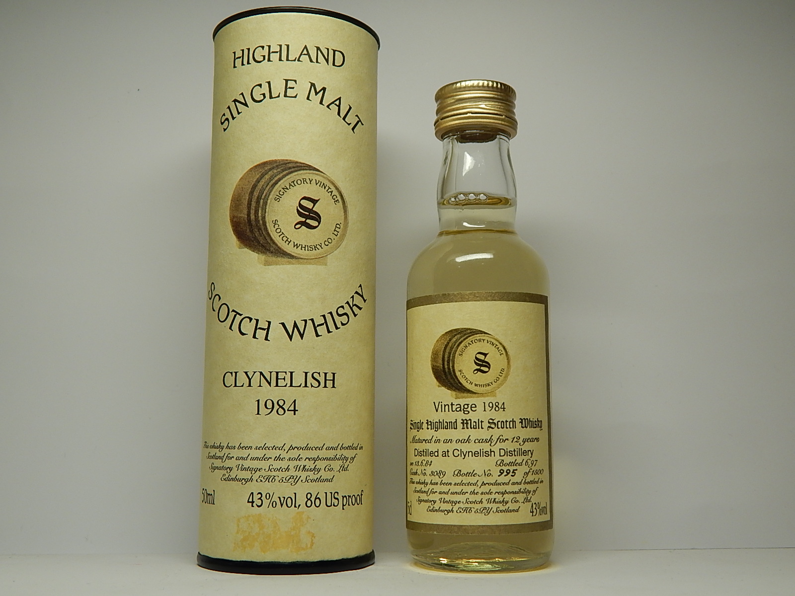 SHMSW 12yo 1984-1997 "Signatory" 5cl 43%vol "USA"