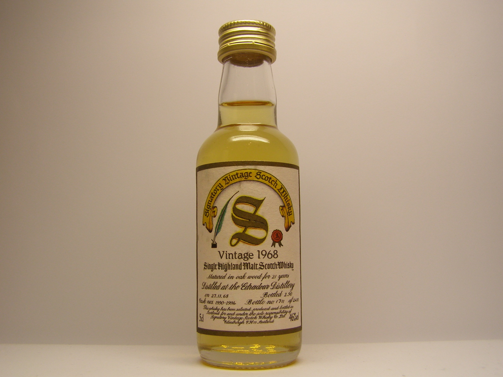 SHMSW 21yo 1968-1990 "Signatory" 5cl 46%vol