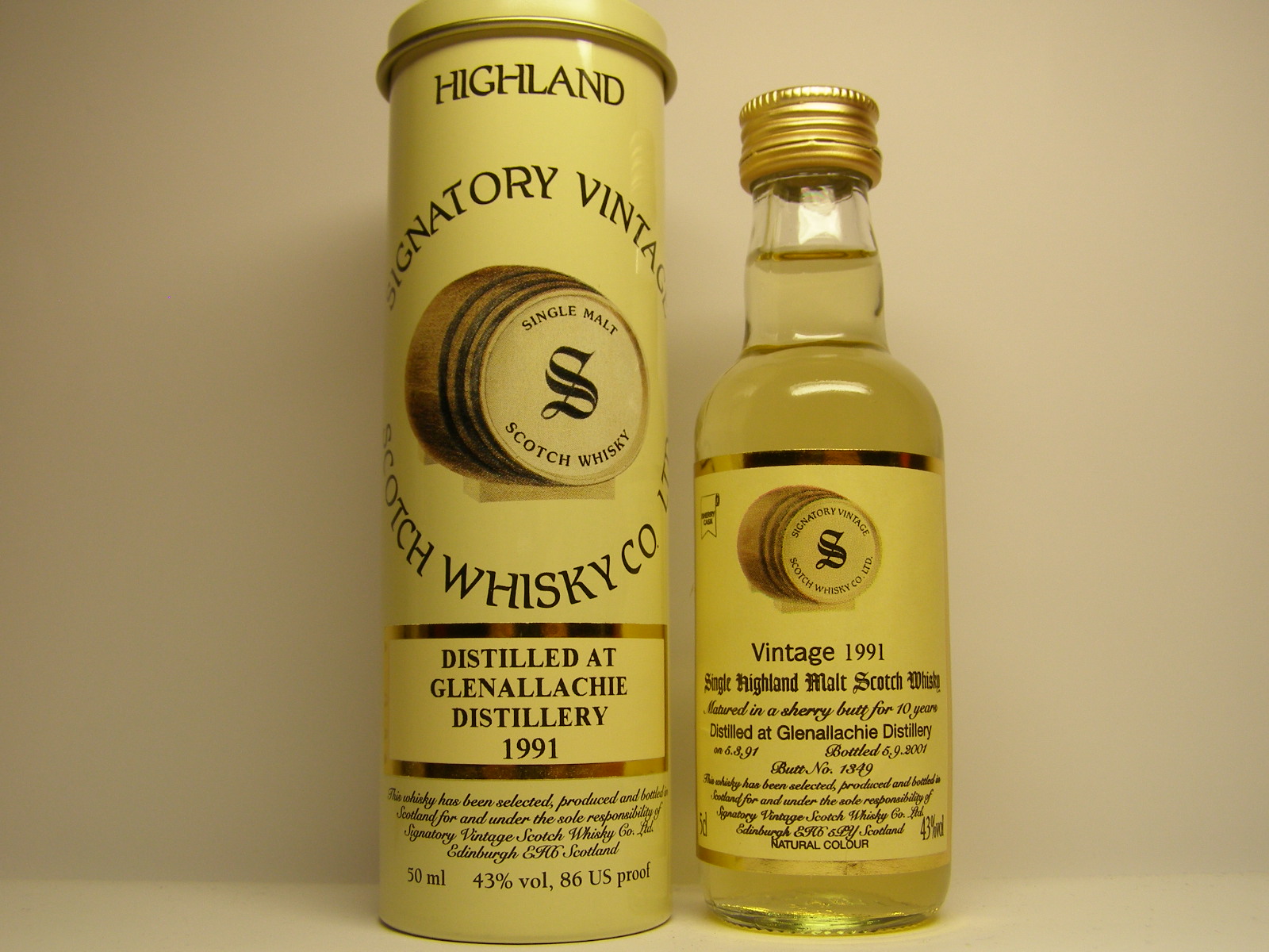 SHMSW 10yo 1991-2001 "Signatory" 5cl 43%vol