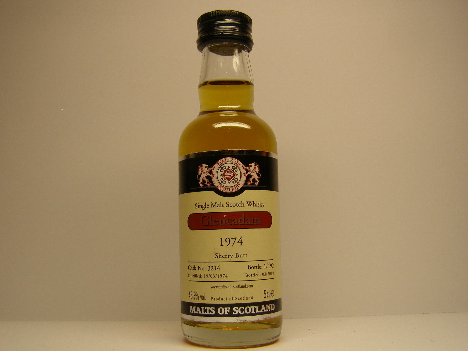 SMSW 1974-2010 "Malts of Scotland" 5cle 48,9%vol. 