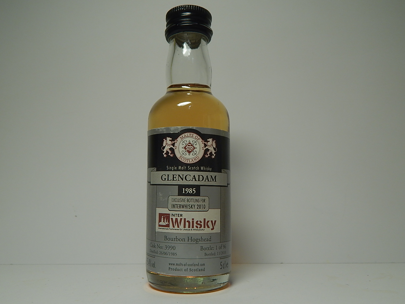 Inter Whisky Bourbon Hogshead SMSW 15yo 1985-2010 "Malts of Scotland" 5cle 55,4%vol. 