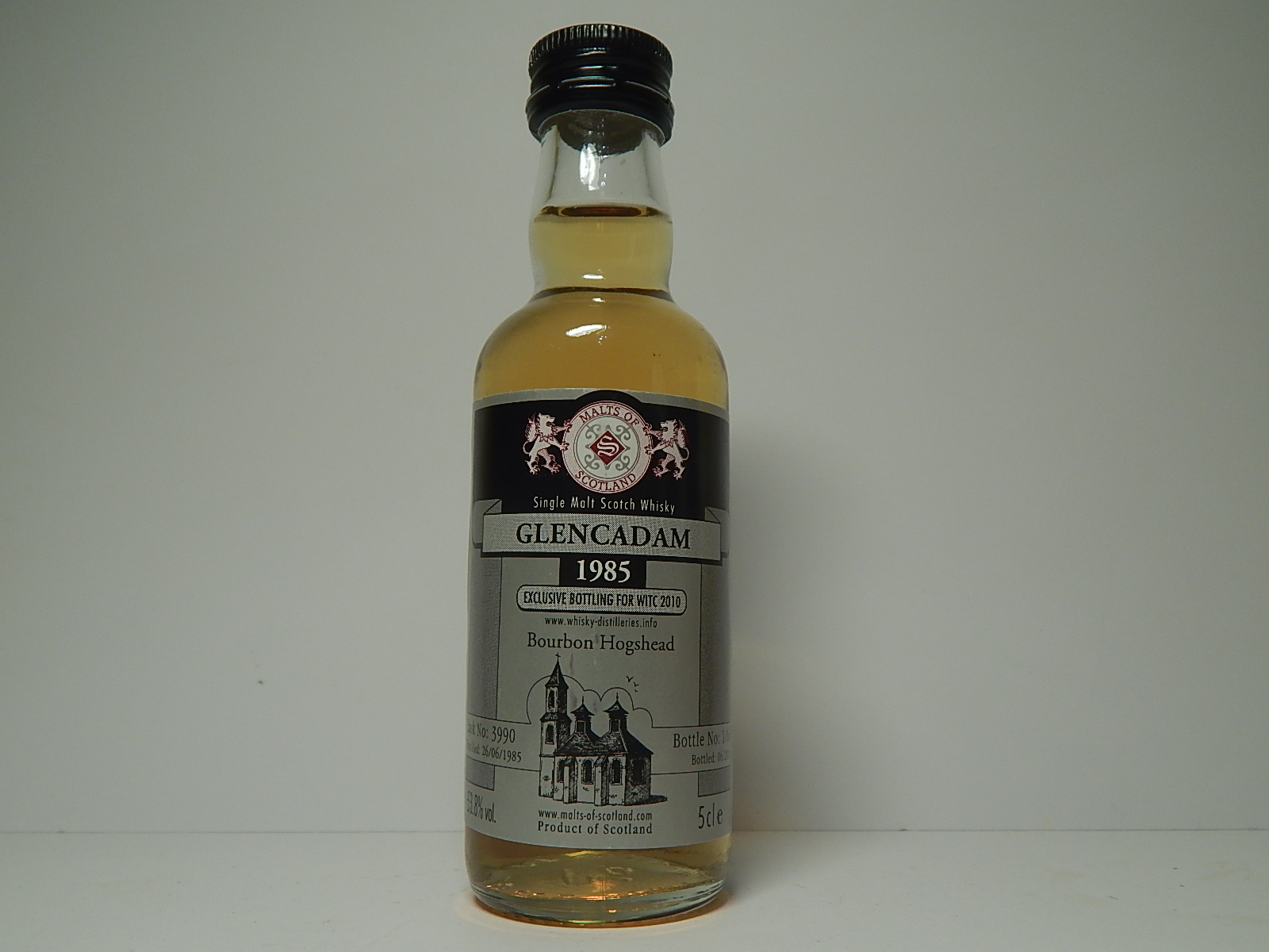 WITC 2010 Bourbon Hogshead SMSW 15yo 1985-2010 "Malts of Scotland" 5cle 53,8%vol. 