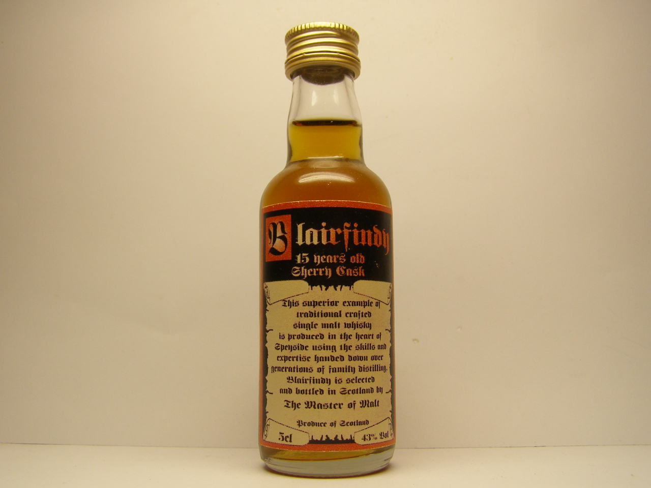 BLAIRFINDY Sherry Cask SMW 15yo "Master of Malt" 5cl 43%Vol