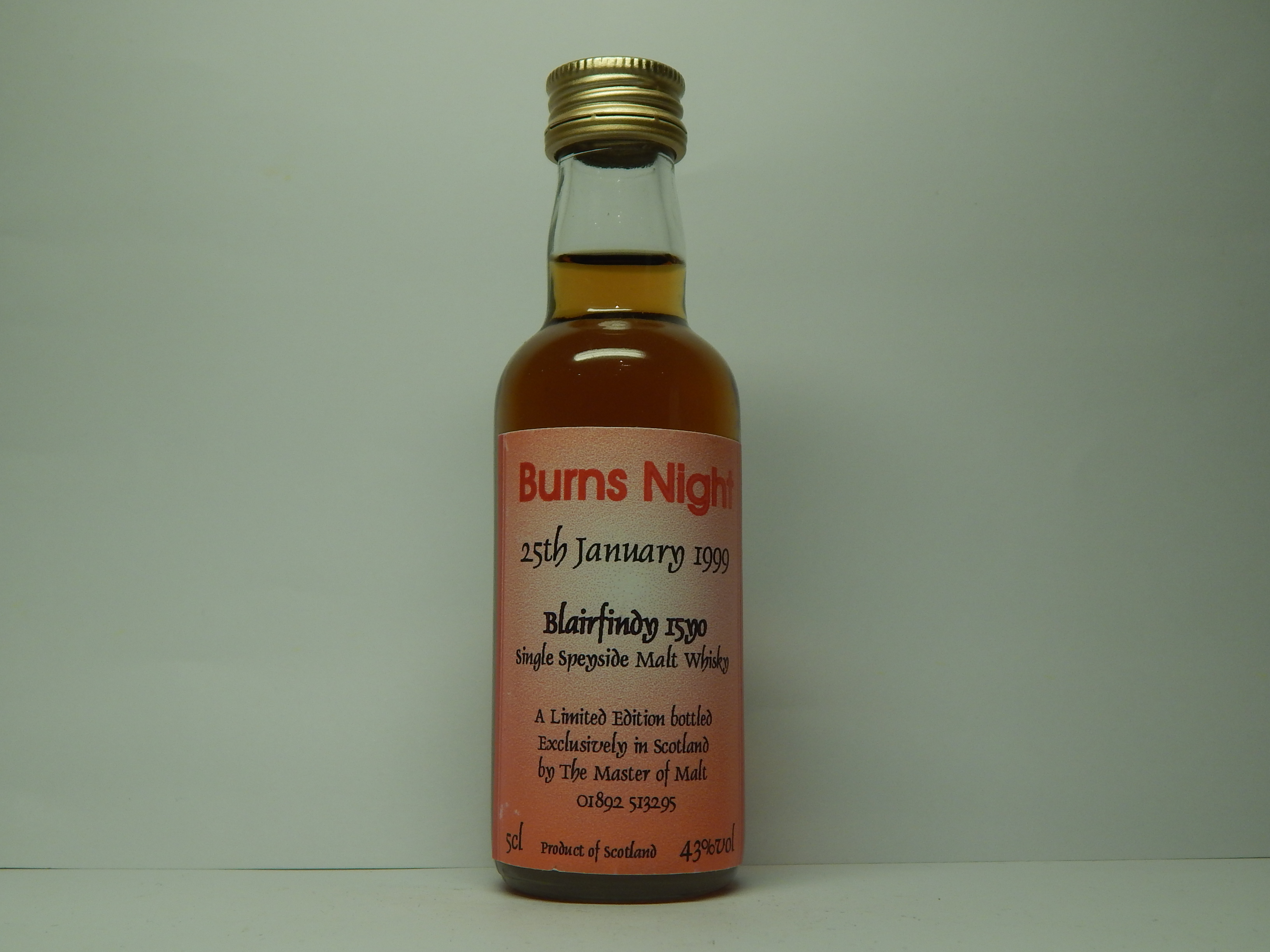 BLAIRFINDY Burns Night SSMW 15yo "Master of Malt" 5cl 43%vol