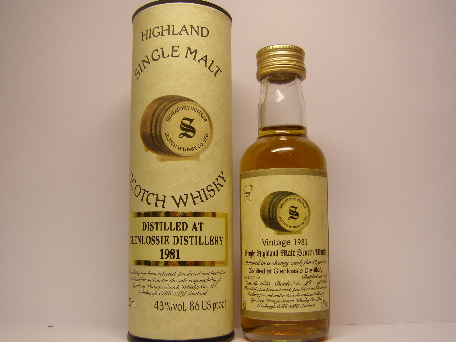 SHMSW 17yo 1981-1998 "Signatory" 5cl 43%vol