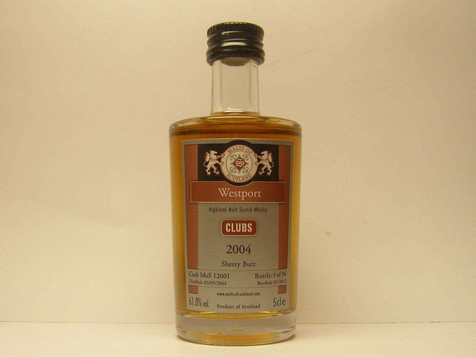 WESTPORT SMSW Clubs 7yo 2004-2012 "Malts of Scotland" 5cle 61,8%vol. 