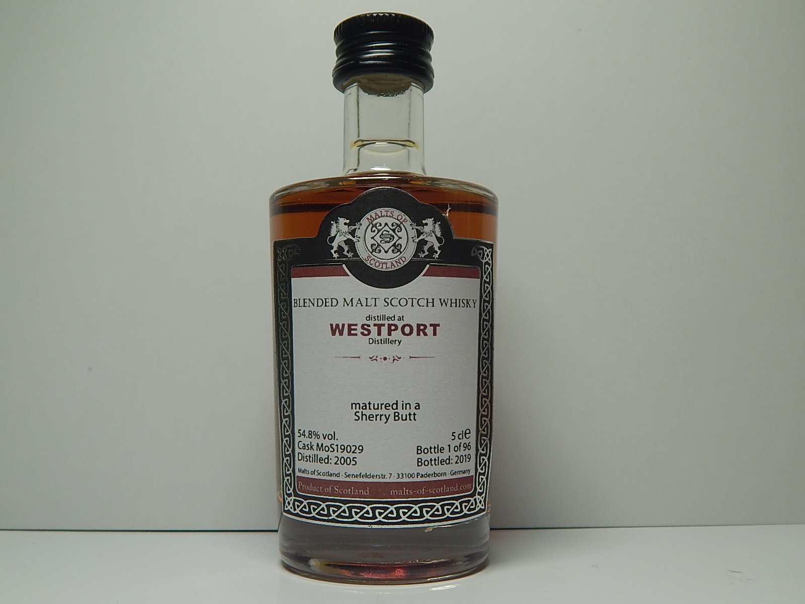 WESTPORT Sherry Butt SMSW 14yo 2005-2019 "Malts of Scotland" 5cle 54,8%vol. 1/96 