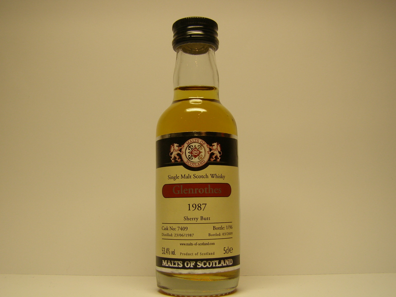 SMSW 1987 -2009 "Malt of Scotland" 5cle 53,4%vol. 