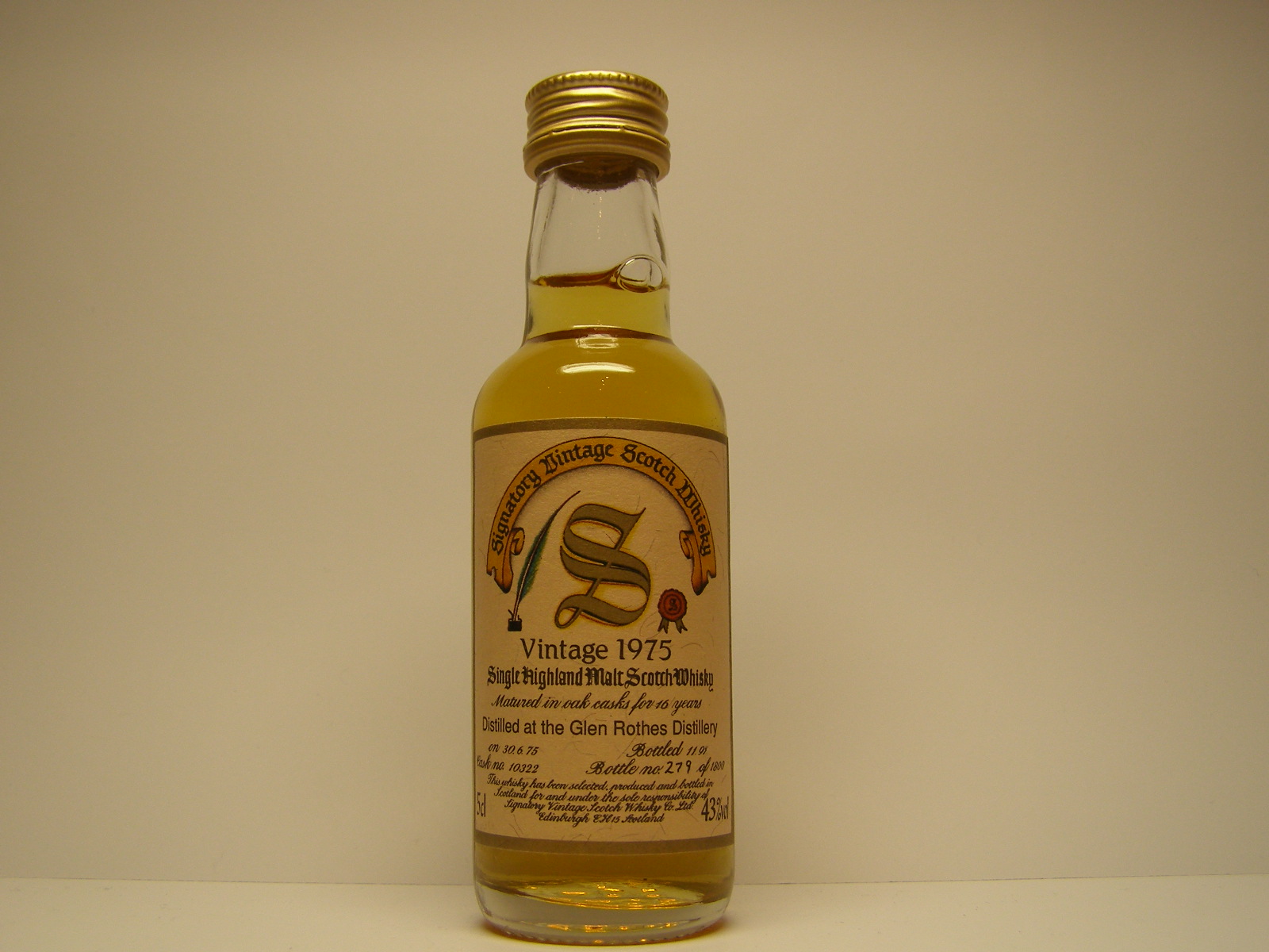 SHMSW 16yo 1975-1991 "Signatory" 5cl 43%vol