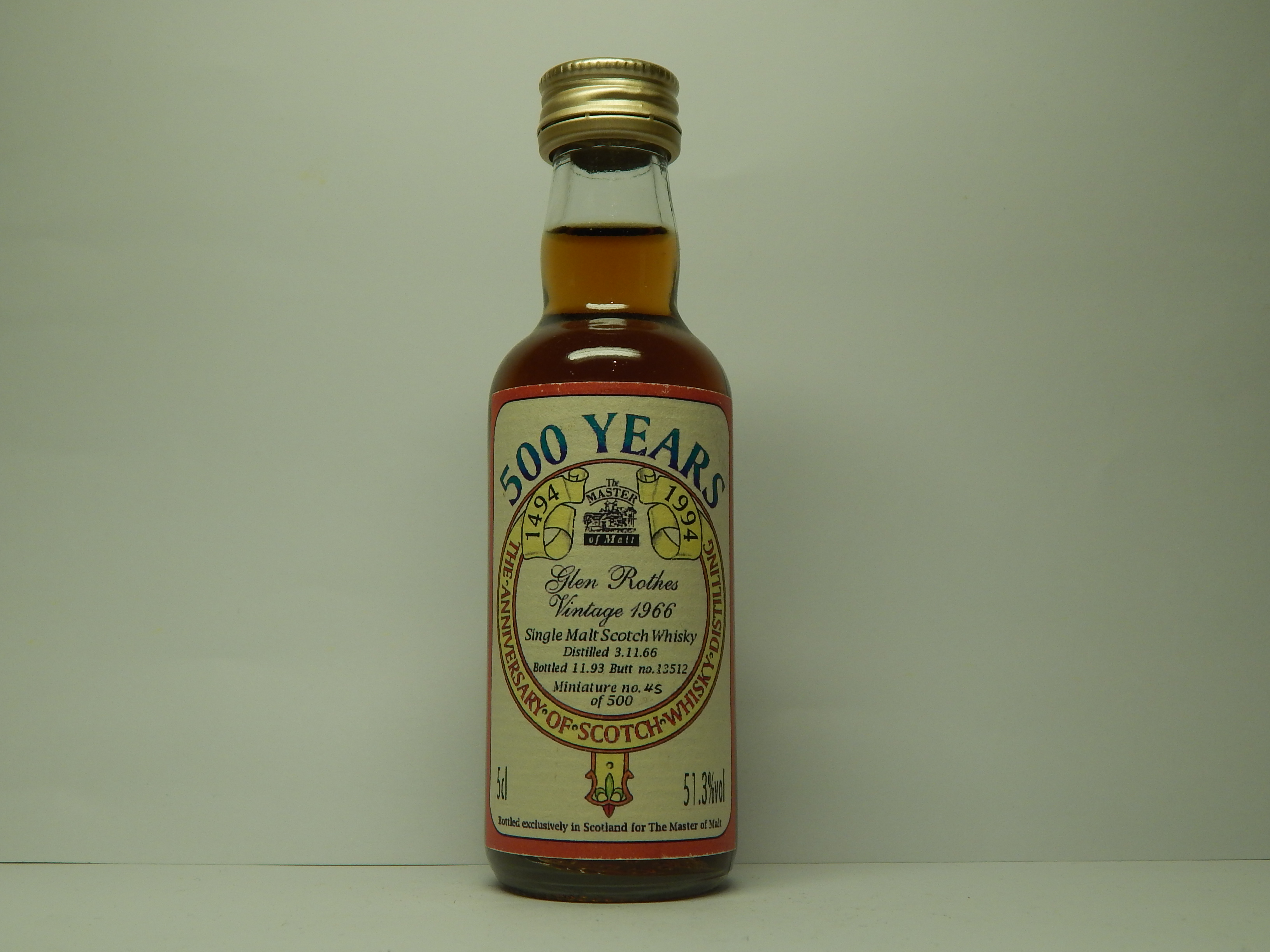 500 YEARS SMSW 27yo 1966-1993 "Master of Malt" 5cl 51,3%vol