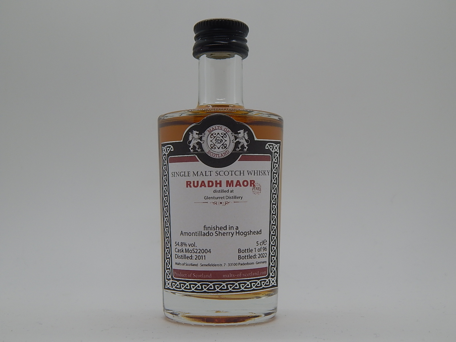 RUADH MAOR SMSW Amontillado Sherry Hogshead 11yo 2011-2022 "Malts of Scotland" 5cle 54,8%vol. 1/96