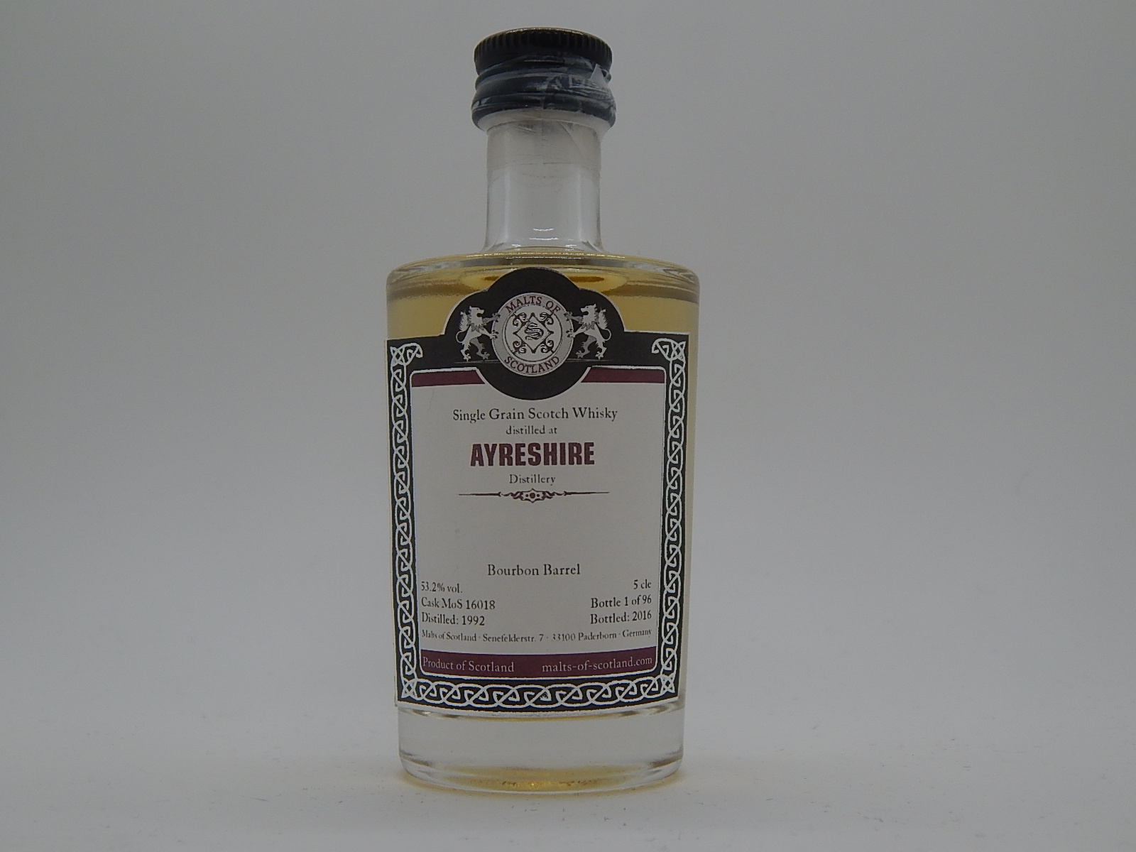  AYRSHIRE SMSW Bourbon Barrel 24yo 1992-2016 "Malts of Scotland" 5cle 53,2%vol. 1/96