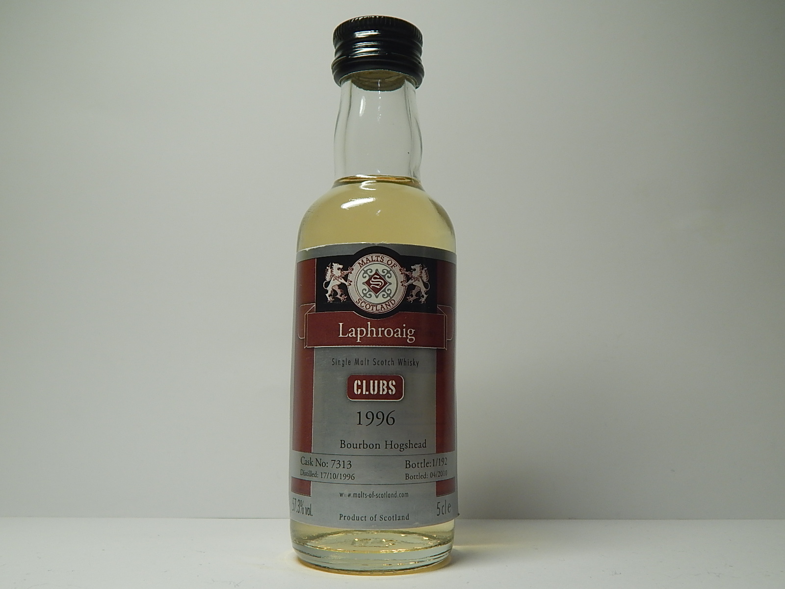 CLUBS Bourbon Hogshead SMSW 13yo 1996-2010 "Malts of Scotland" 5cle 57,3%vol. 1/192