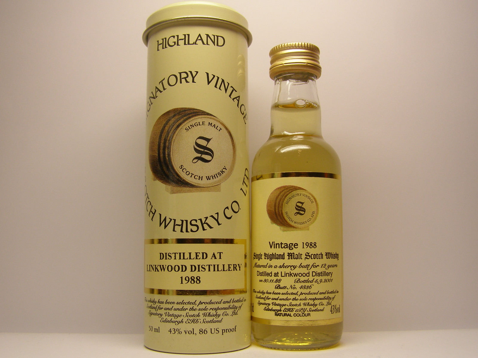 SHMSW 12yo 1988-2001 "Signatory" 5cl 43%vol