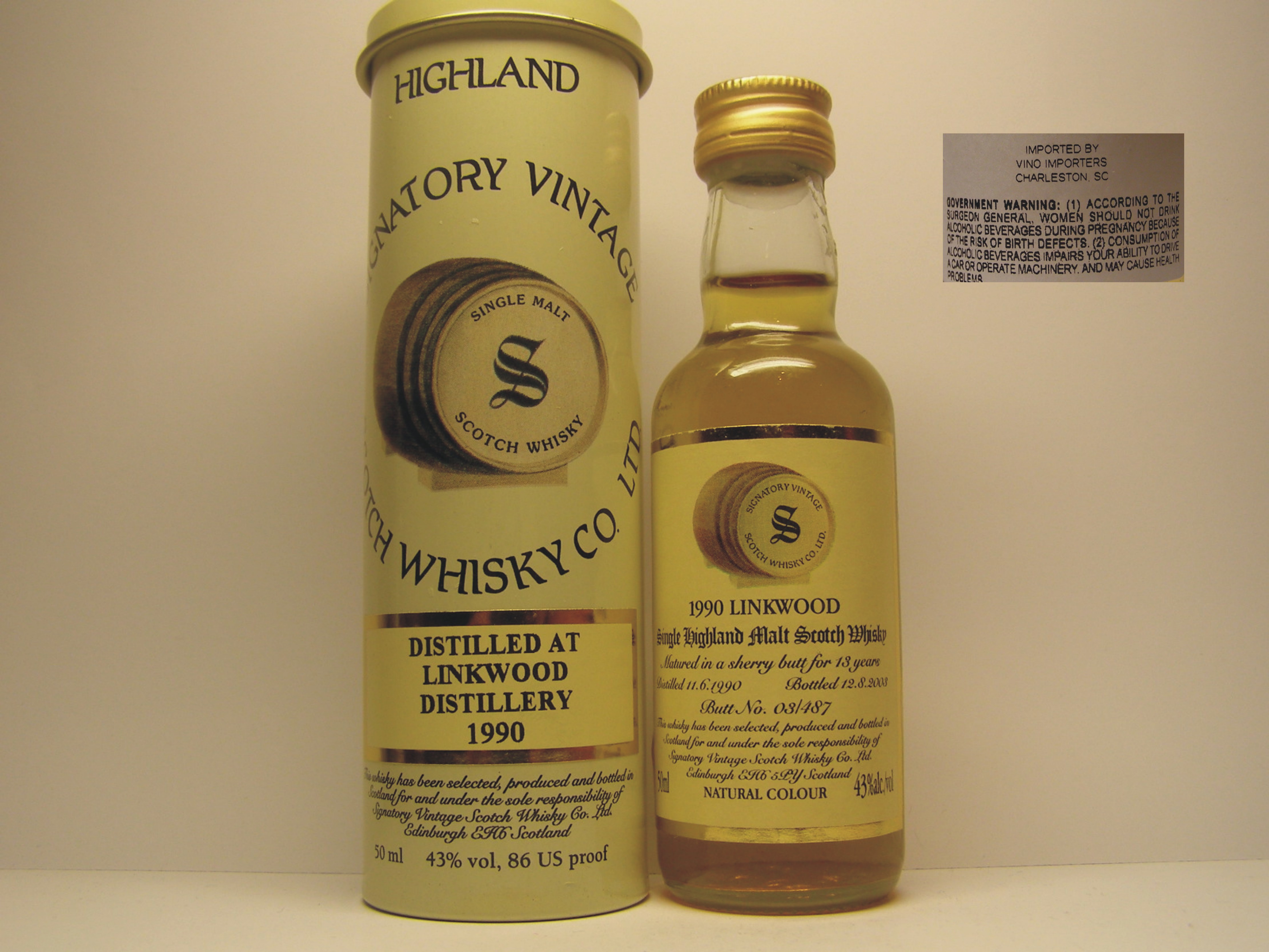 SHMSW 13yo 1990-2003 "Signatory" 50ml 43%alc./vol