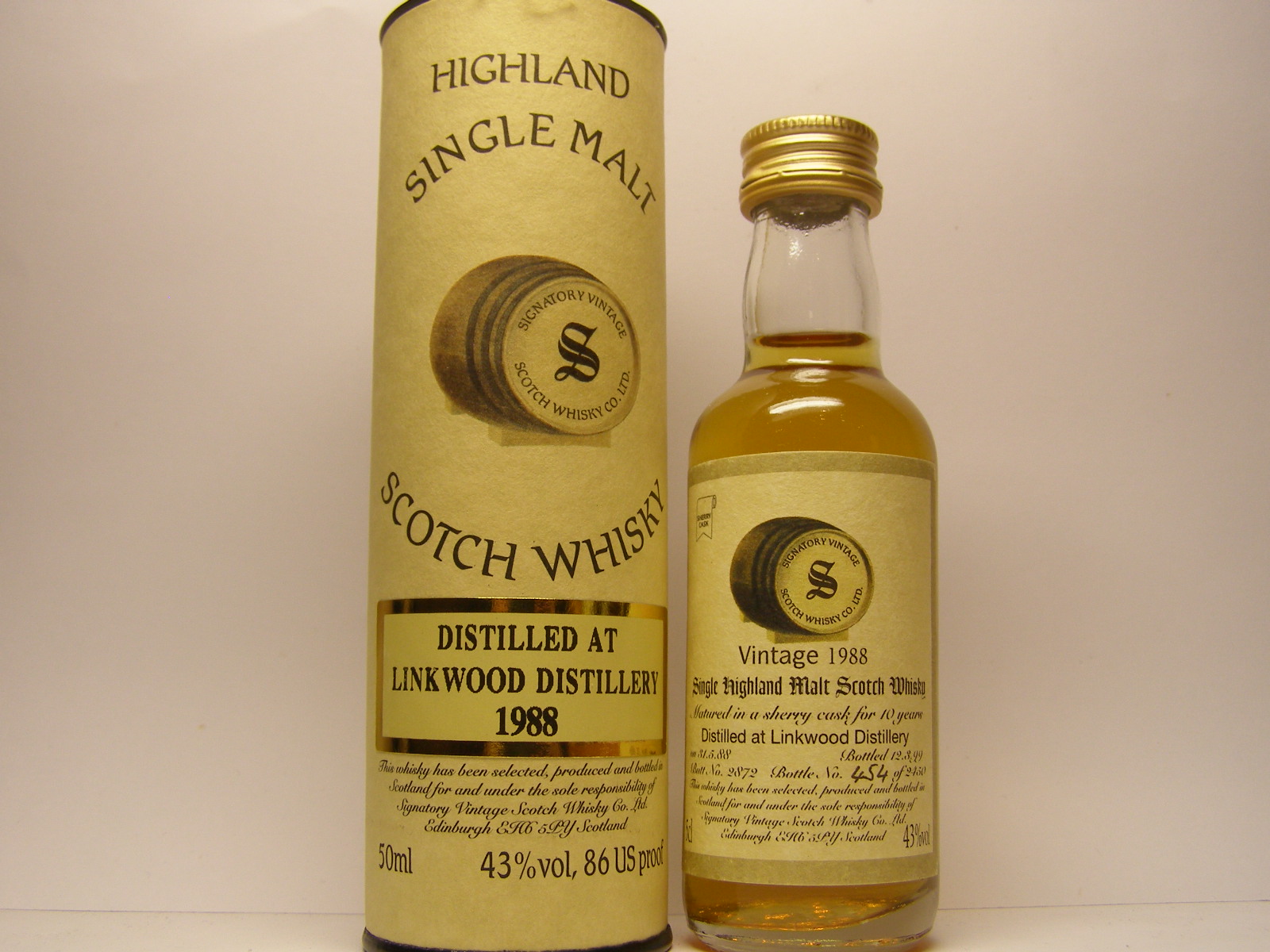 SHMSW 10yo 1988-1999 "Signatory" 5cl 43%vol