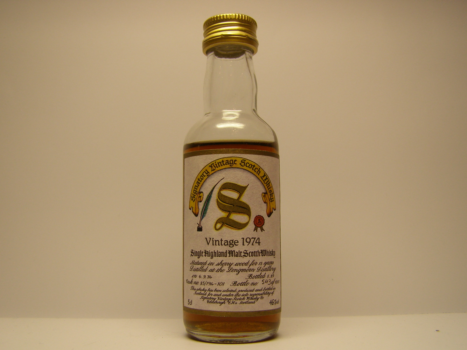 SHMSW 15yo 1974-1989 "Signatory" 5cl 46%vol