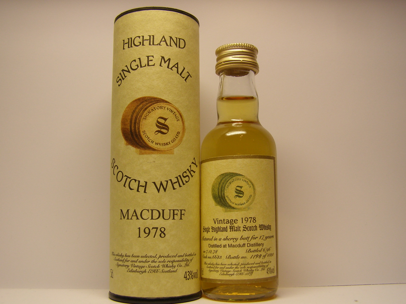 SHMSW 17yo 1978-1996 "Signatory" 5cl 43%vol