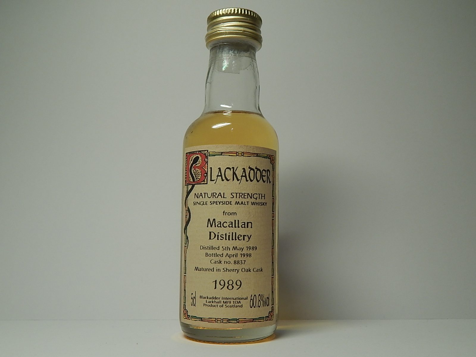 Sherry Oak Cask SSMW 9yo 1989-1998 "Blackadder" 5cl 60,8%vol