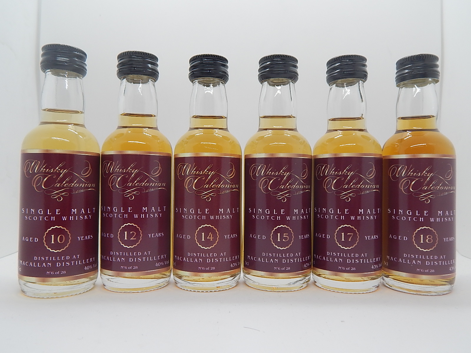 SMSW 10 - 12 - 14 - 15 - 17 - 18yo "Whisky Caledonian" 5cl 43%Vol  6/28