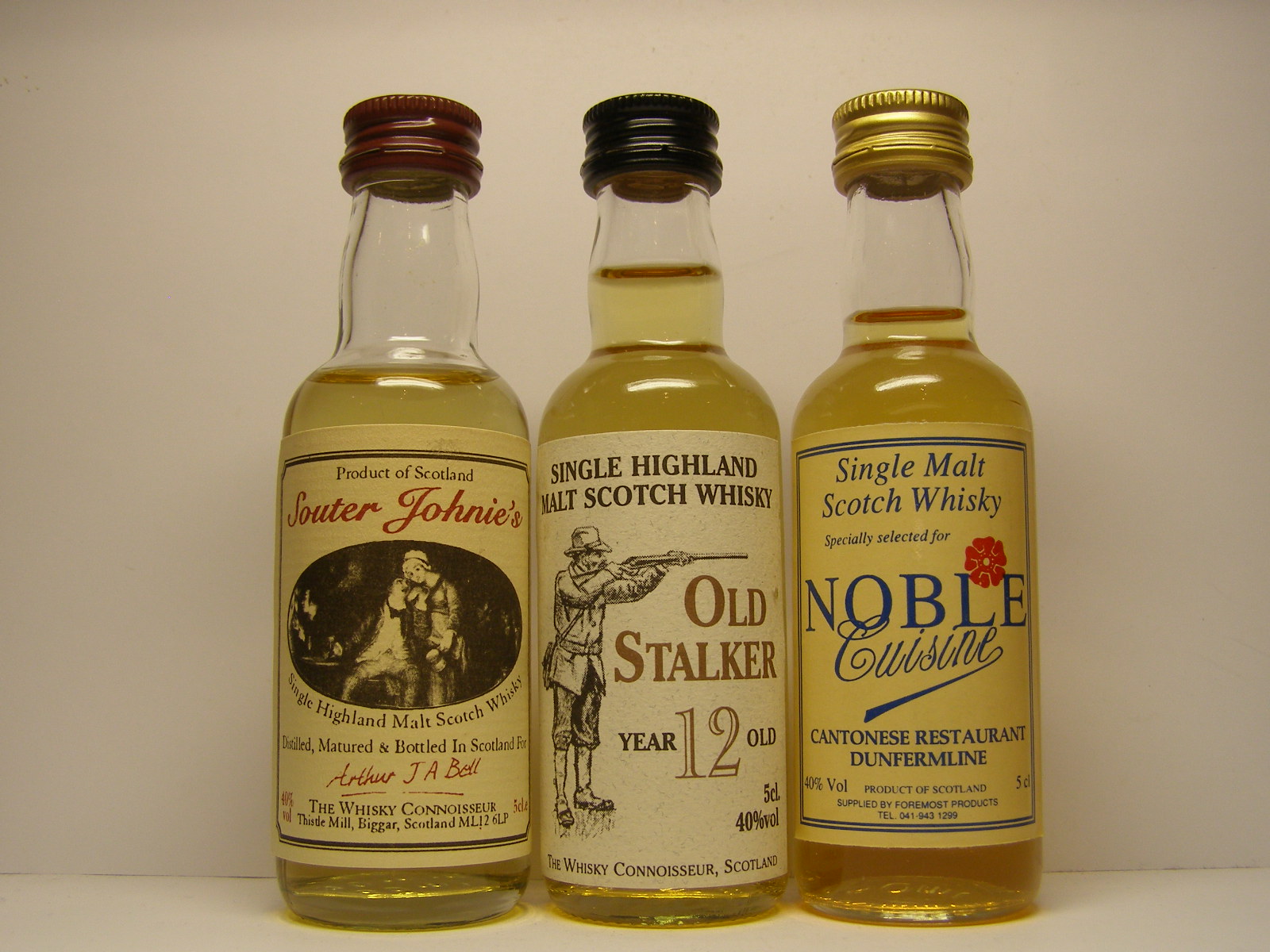 Souter Johnie´s SHMSW , Old Stalker 12yo SHMSW , Noble Cuisine SMSW