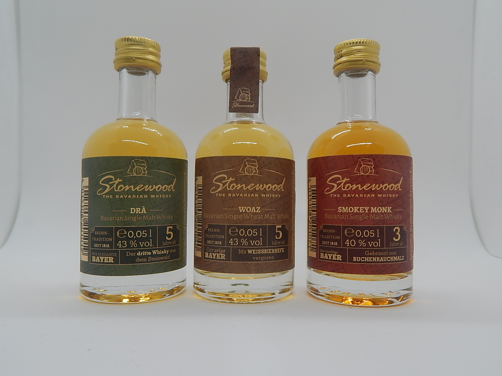 STONEWOOD 5yo DRA - 5yo WOAZ - 3yo SMOKEY MONK Bavarian Whisky / Germany /