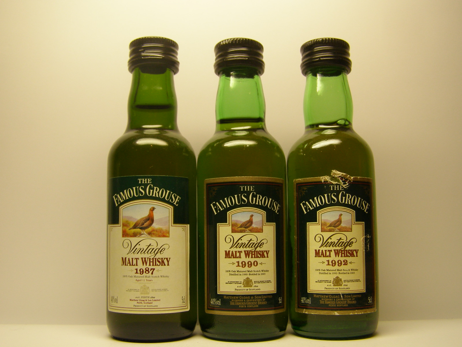 Famous Grouse MW 1987 , MW 1990 , MW 1992