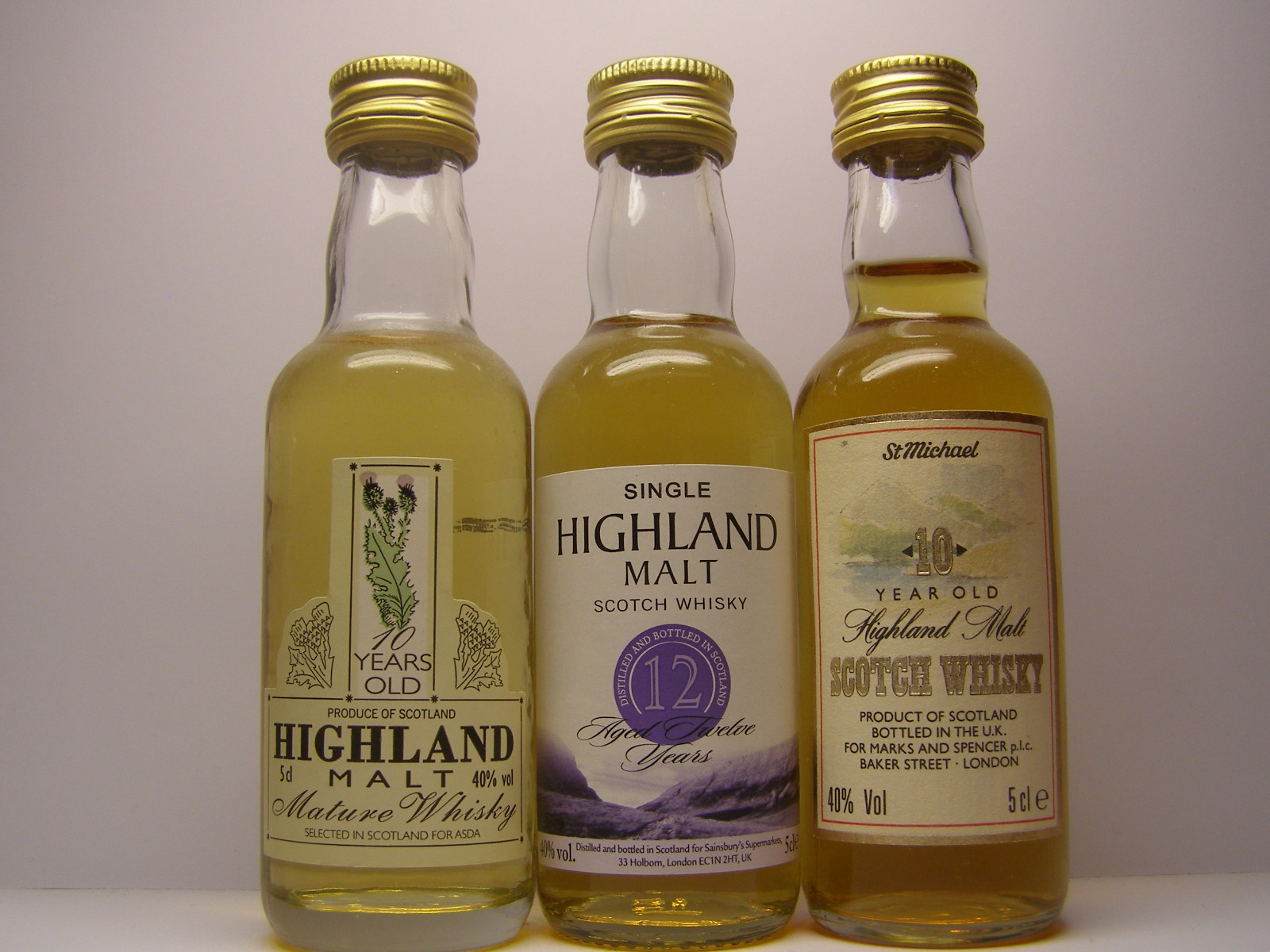 Highland MMW 10yo , SMSW 12yo , St.Michael HMSW 10yo