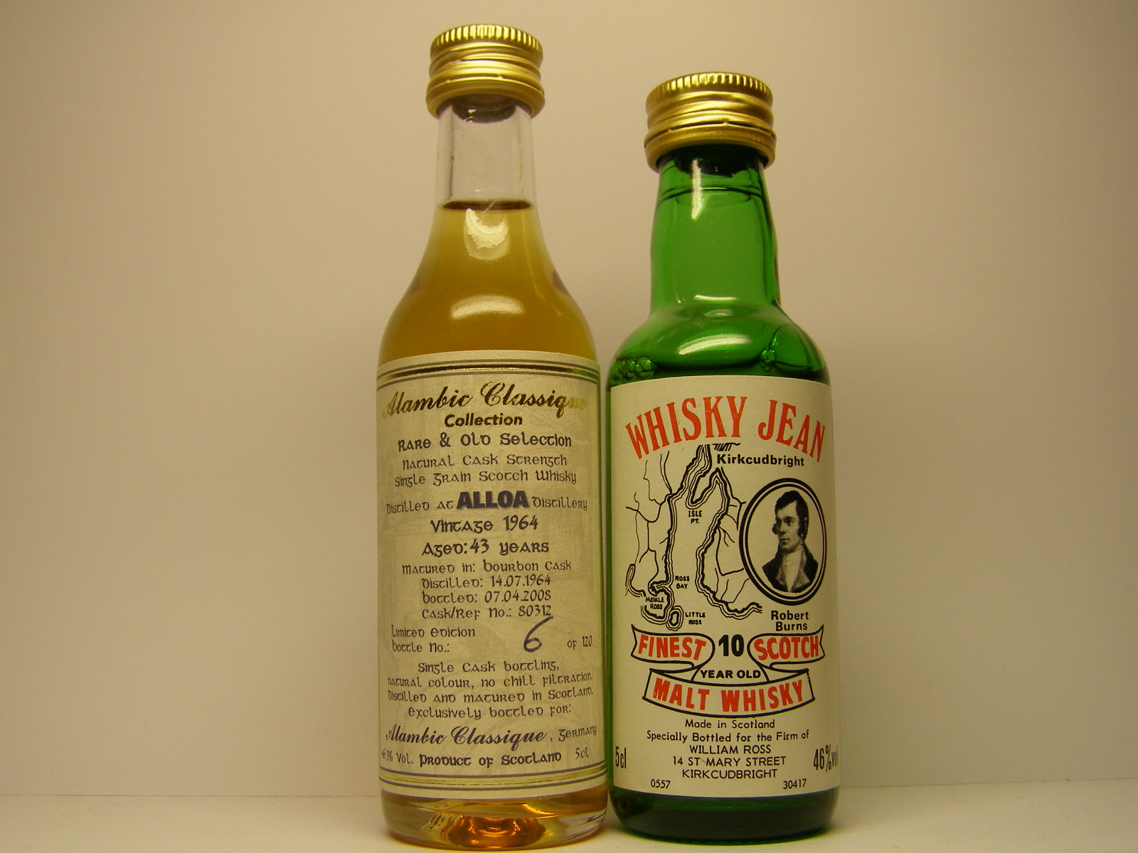 Alloa SGSW 43yo 1964-2008 "Alambic Classique" , Whisky Jean FSMW 10yo