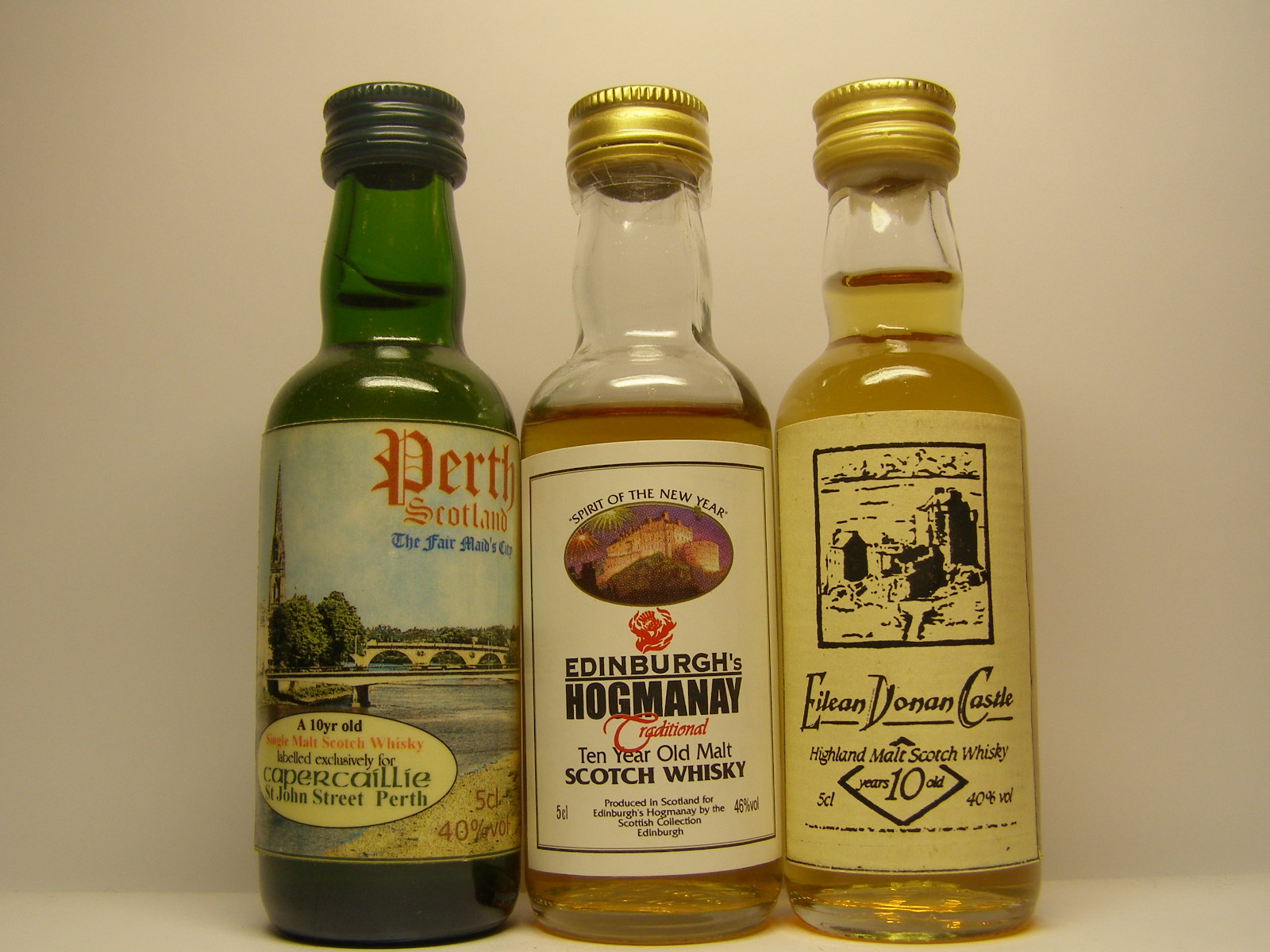 Perth SMSW 10yo , Edinburgh´s  Hogmanay MSW 10yo , Eilean Donan Castle HMSW 10yo