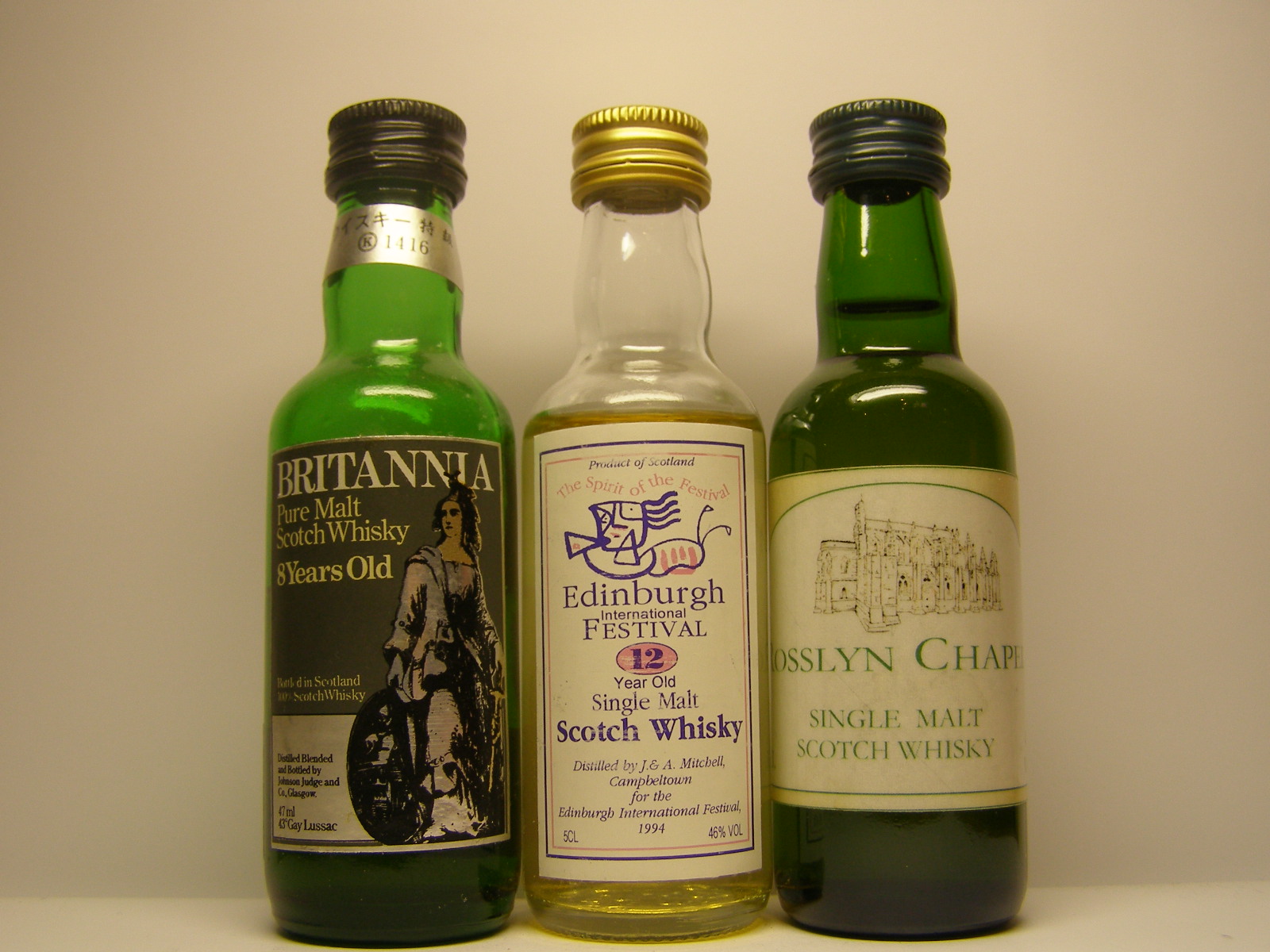 Britannia PMSW 8yo , Edinburgh Festival SMSW 12yo , Rosslyn Chapel SMSW