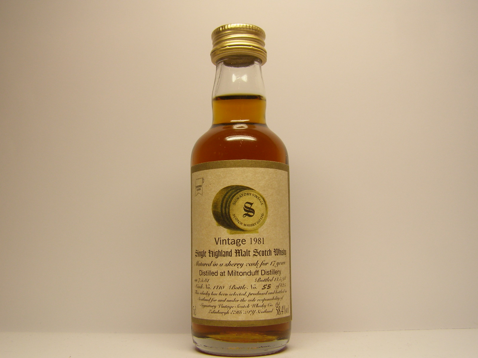 SHMSW 17yo 1981-1998 "Signatory" 5cl 58,4%vol