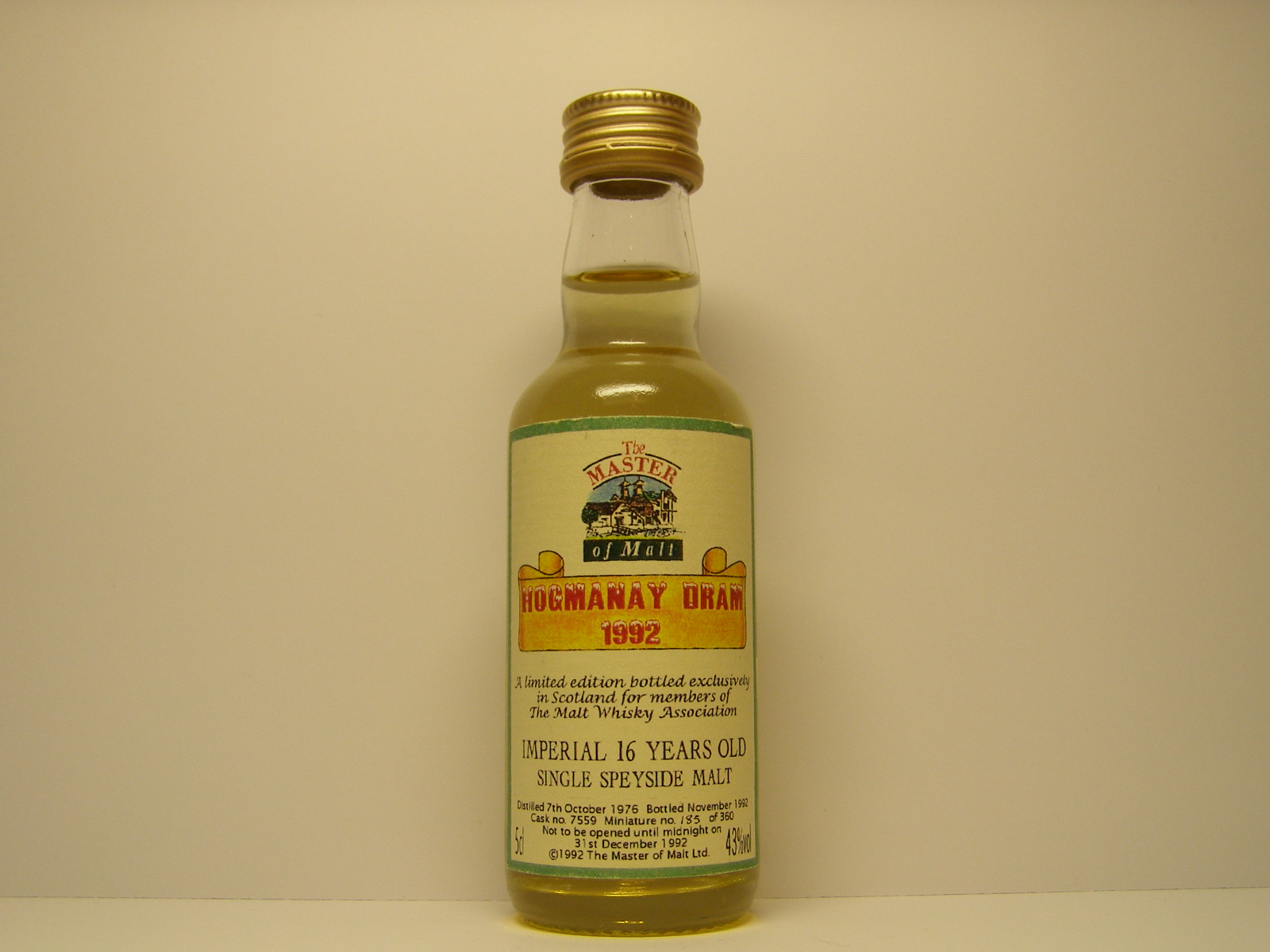 Hogmanay Dram SSM 16yo 1976-1992 "Master of Malt" 5cl 43%vol